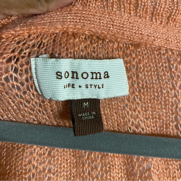 Sonoma Women's Orange Button-Down Knit Cardigan - Picture 5 of 9